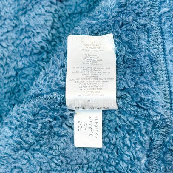 Free Country Teal Blue Zip-Up Sherpa Sweater - XL - Picture 8 of 8
